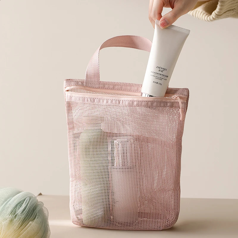 23x26cm Portable Toiletry Bag with Handy Handle Large Capacity Mesh Toiletry Storage Bag Makeup Bag for Business Trips Travel 250305