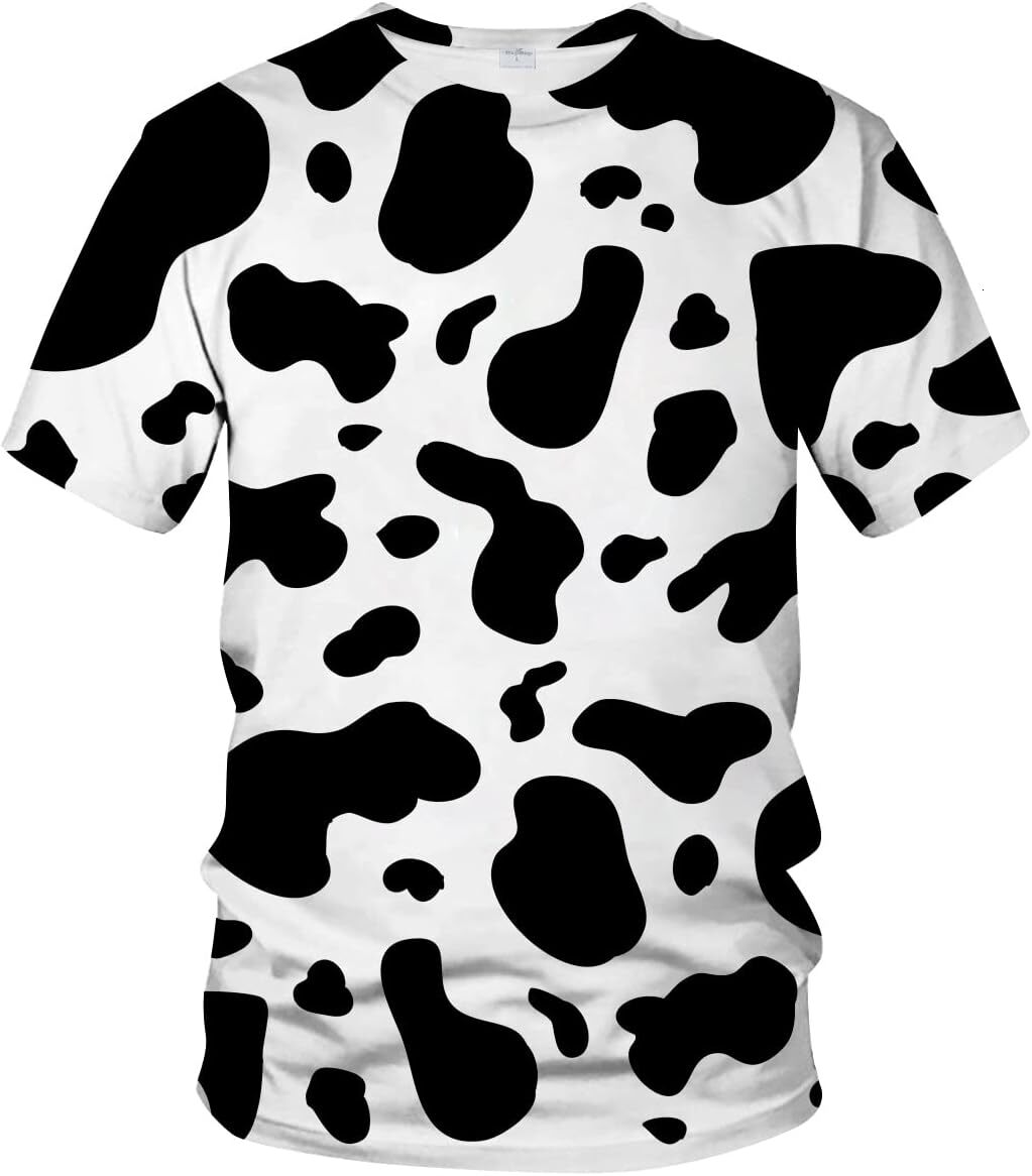 Mens T shirt Men Women 3D Cow Print Funny Short Sleeve Tshirts Fashion Crewneck T-Shirts tee Casual tops summer clothes Cute pattern