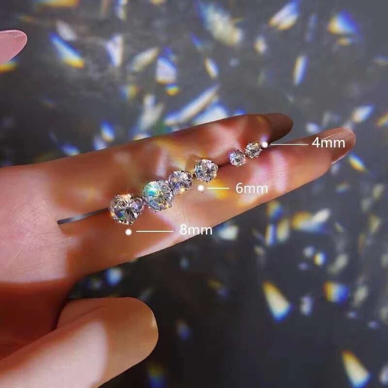 1Pair Stainless Steel Tragus Stud Earrings for Women Men Round Cubic Zirconia Flat Screw Back Ear Piercing 3-8MM Jewelry