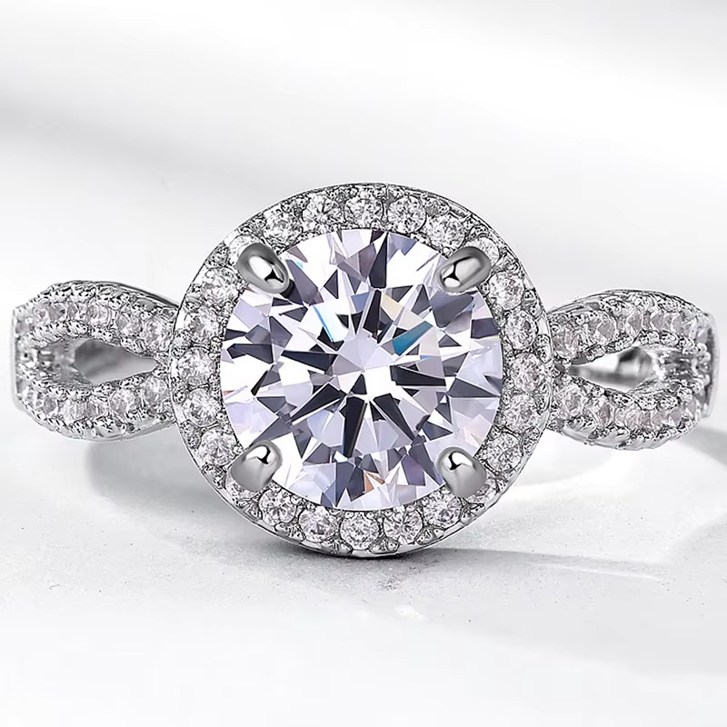 Light Luxury Moissanite Engagement Ring Pure Silver White Gold Plated Rings For Women Wedding Gift