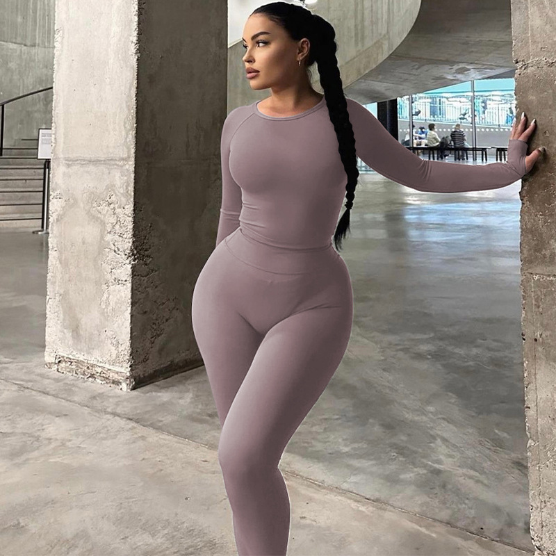 Women's New Summer New Product Fashionable Long Sleeve Top Slimming High Elasticity Sports Yoga Pants Set