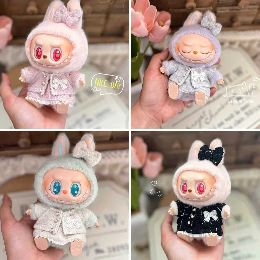 Doll Outfit Accessories for Labubu Clothes Designer Black and White Plaid Dress Set DIY Mini Dolls Clothing Girl Gift W250301