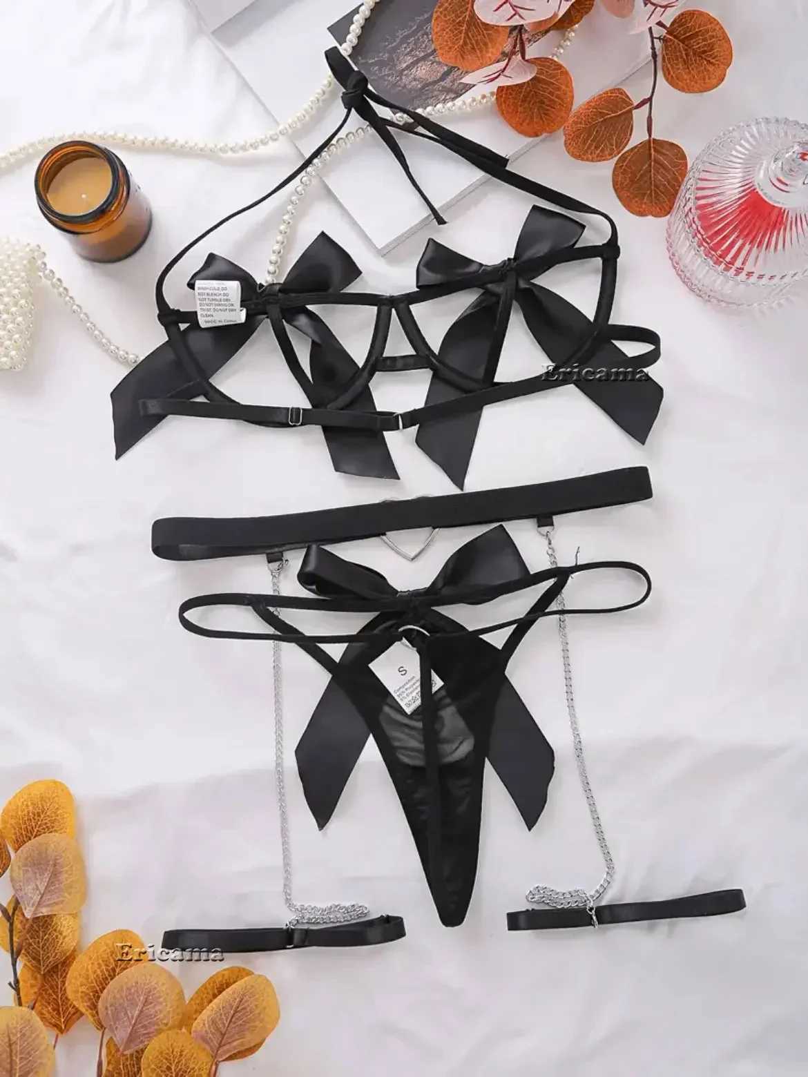 Womens transparent bra and panties garter straps lingerie set passionate and sexy clothing lingerie open bra thong sexy lingerie setXJ250301