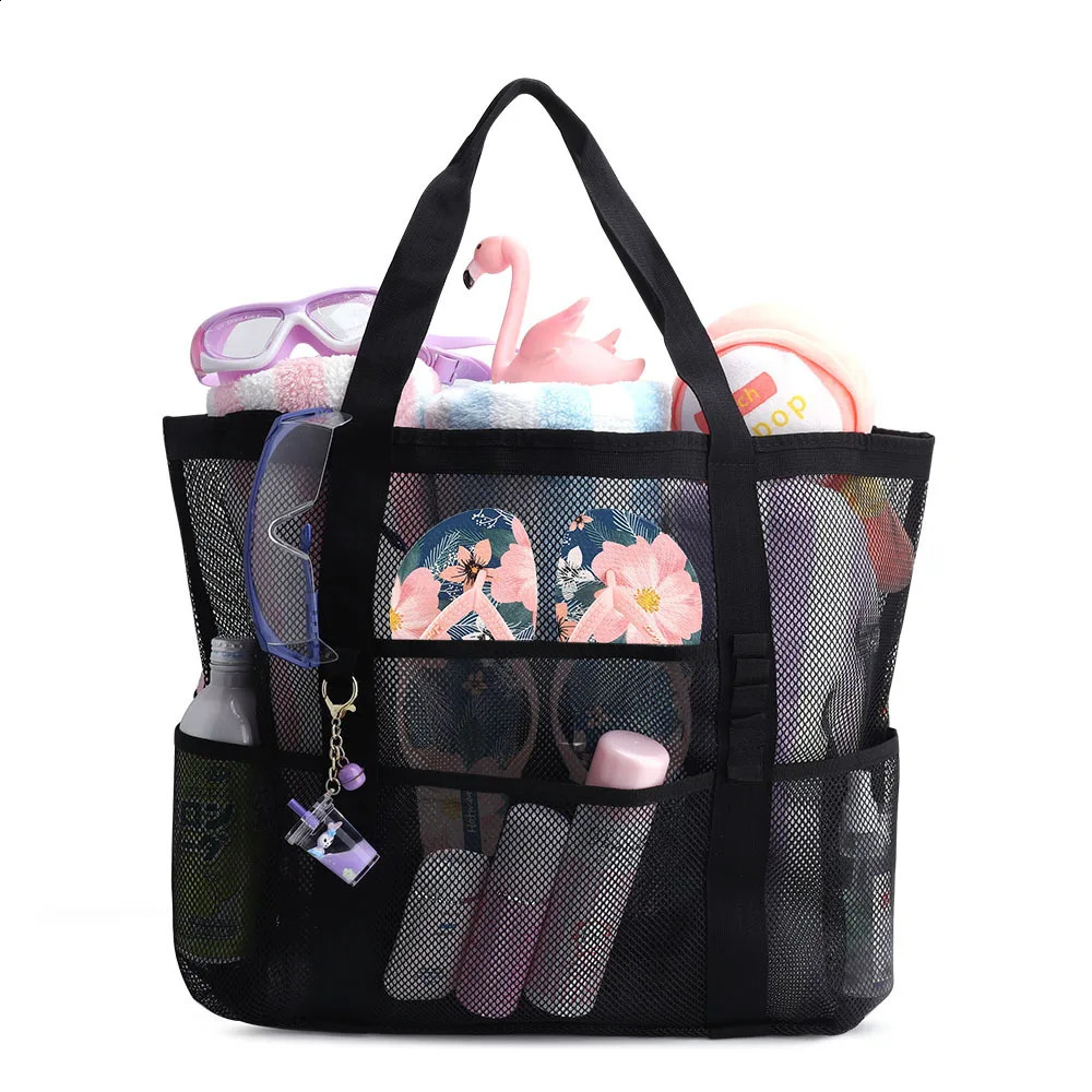 Womens Transparent Mesh Shopping Fashion Light and Versatile Large-capacity Portable Handbag Beach Mesh Bag Shoulder Bag 250305