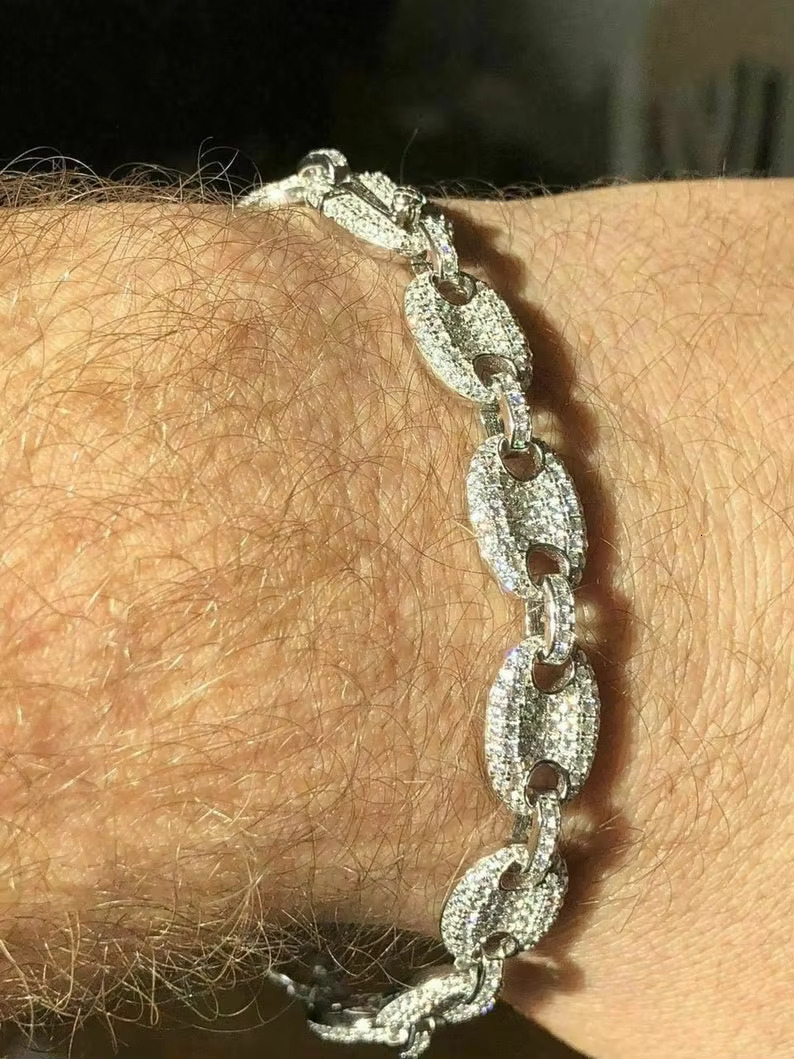 12MM Iced Out Dia k Men Hip Hop Cuban Sterg Sier Moissanite Bracelet for Gift