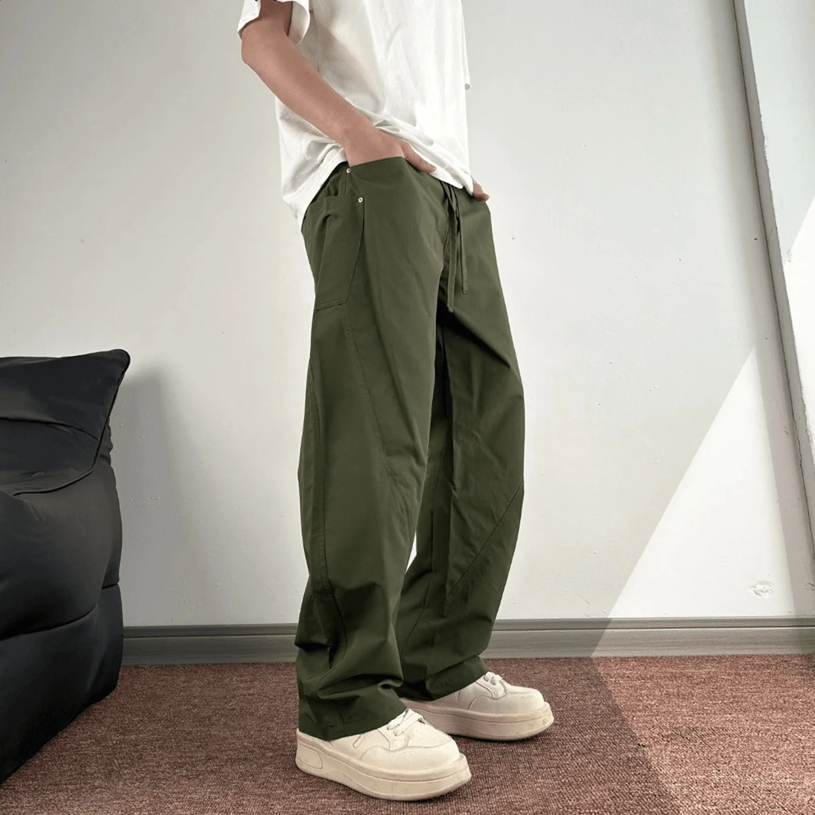 Y2K Men Streetwear Chic Cargo Korean Harajuku Casual Parachute Tech Pants for Men Sweatpants Wide Leg Joggers Trousers Clothes 250225