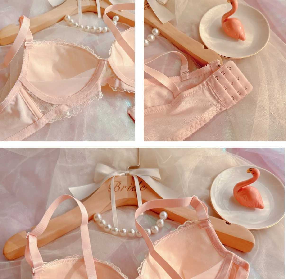 Sweet girl without steel ring bra set embroidered thin cup comfortable silk band cute fresh underwear pantiesXJ250301
