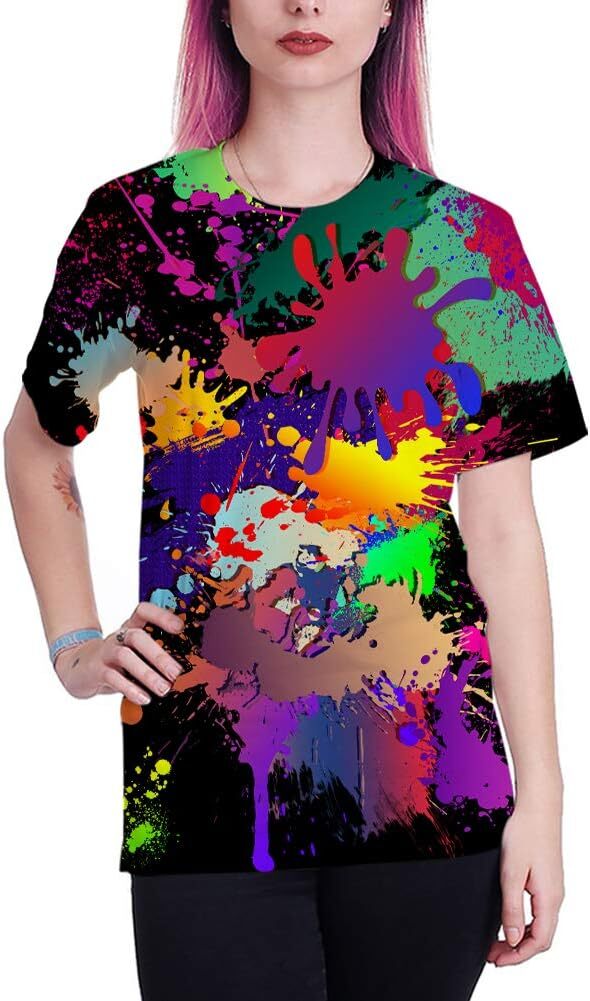 Mens T shirt Unisex 3D Print Shirts Colorful Space Graphic Tees for Men Women Teens tee Casual tops summer clothes colored pattern
