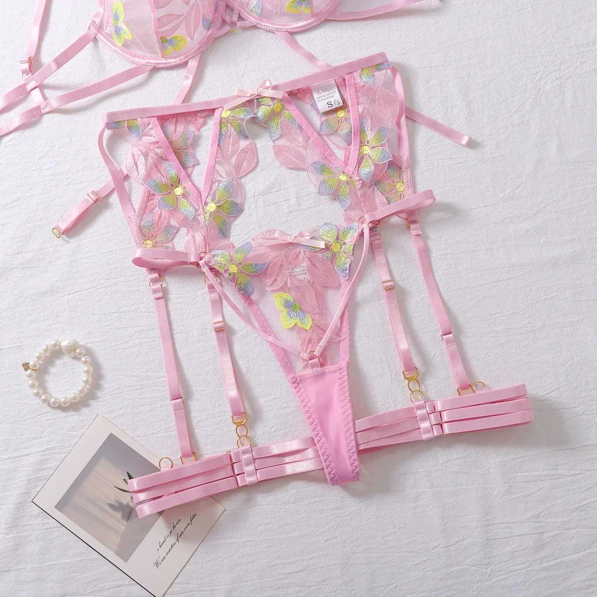 Fancy lingerie super sexy lingerie garter straps Bilizna set balcony bra Onlyfans sexy lingerieXJ250301