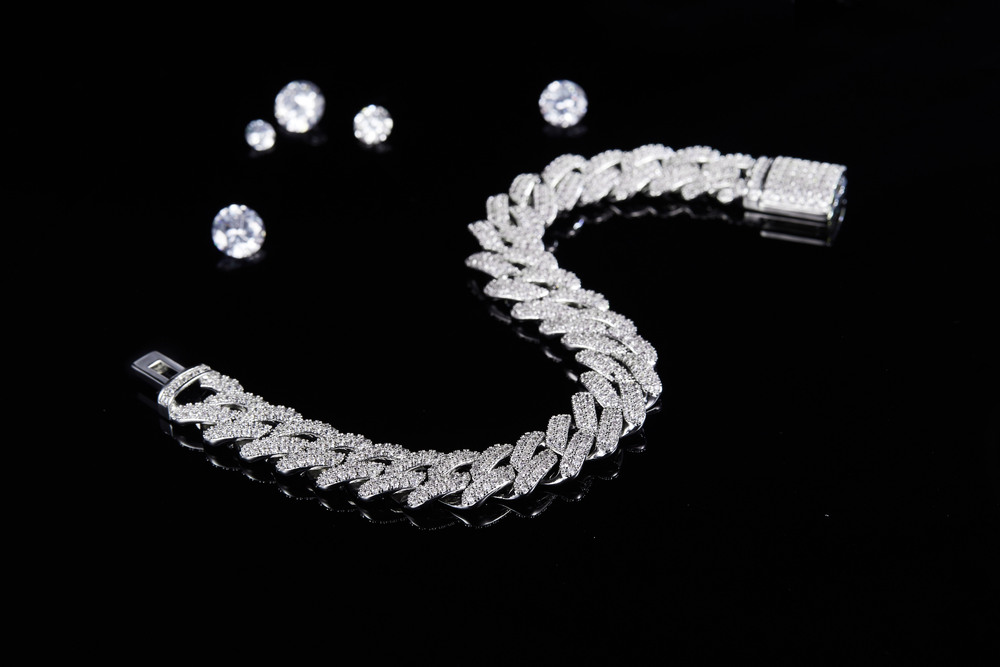 Sterg Sier Jewelry Design Tennis Chain Bracelet 14mm d Color Vvs1 Moissanite Cuban