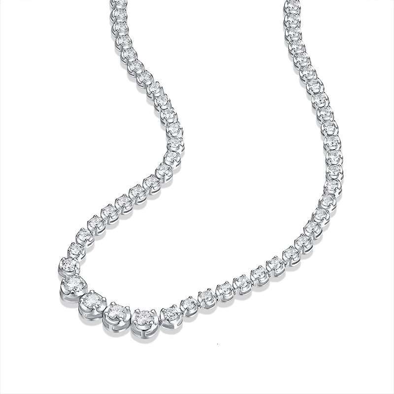 Moissanite Necklace, Sterg Sier & Gold Plated, Tennis Collarbone Chain, Women's And Men's, Couple Style, Val