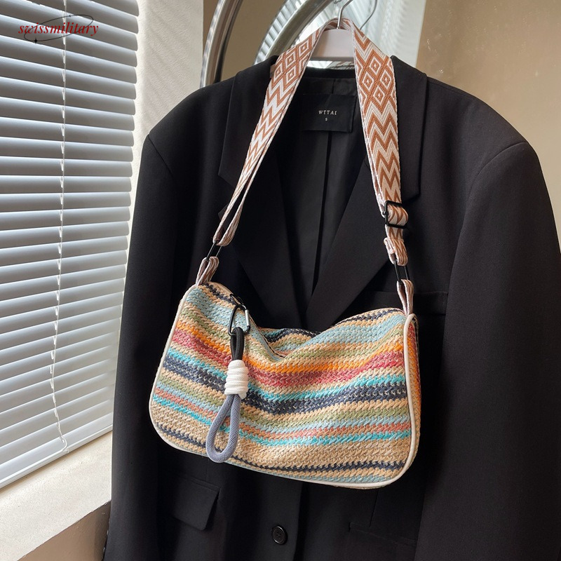 Handmade for women 2025 new trendy summer crossbody popular beach vacation shoulder grass woven bag #swissmilitary