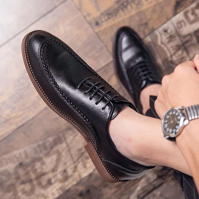 2020 Leather Casual Men Loafers Hand Brogues Design Brand Social Shoes Slip On Plus Size 38-47 Autumn