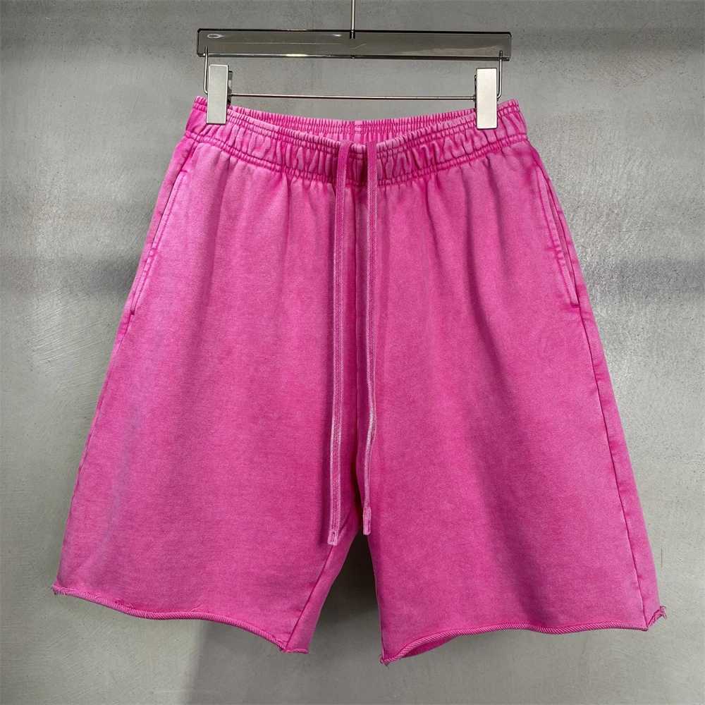 ZODF Vintage Men Summer Batik Washed Cotton Shorts Unisex High Street Distressed Loose 420gsm Short Pants Brand Clothes HY0817 J250515