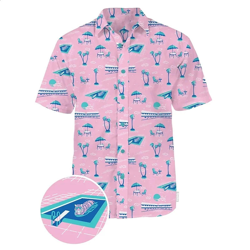 3D printed shirt for men fashionable Hawaiian shirt short sleeved casual beach shirt mens clothing linen 250224
