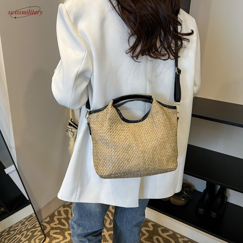 Leisure Summer Fashion 2025 Fashionable Western Style Travel Beach One Shoulder Straw Weaving Handbag #swissmilitary