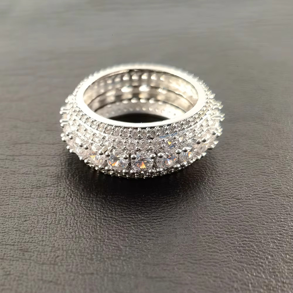 Fashion Selg Hiphop Gold Plated Unisex Iced Out CZ Royal Lab Dia Wedding Engagement Band Ring
