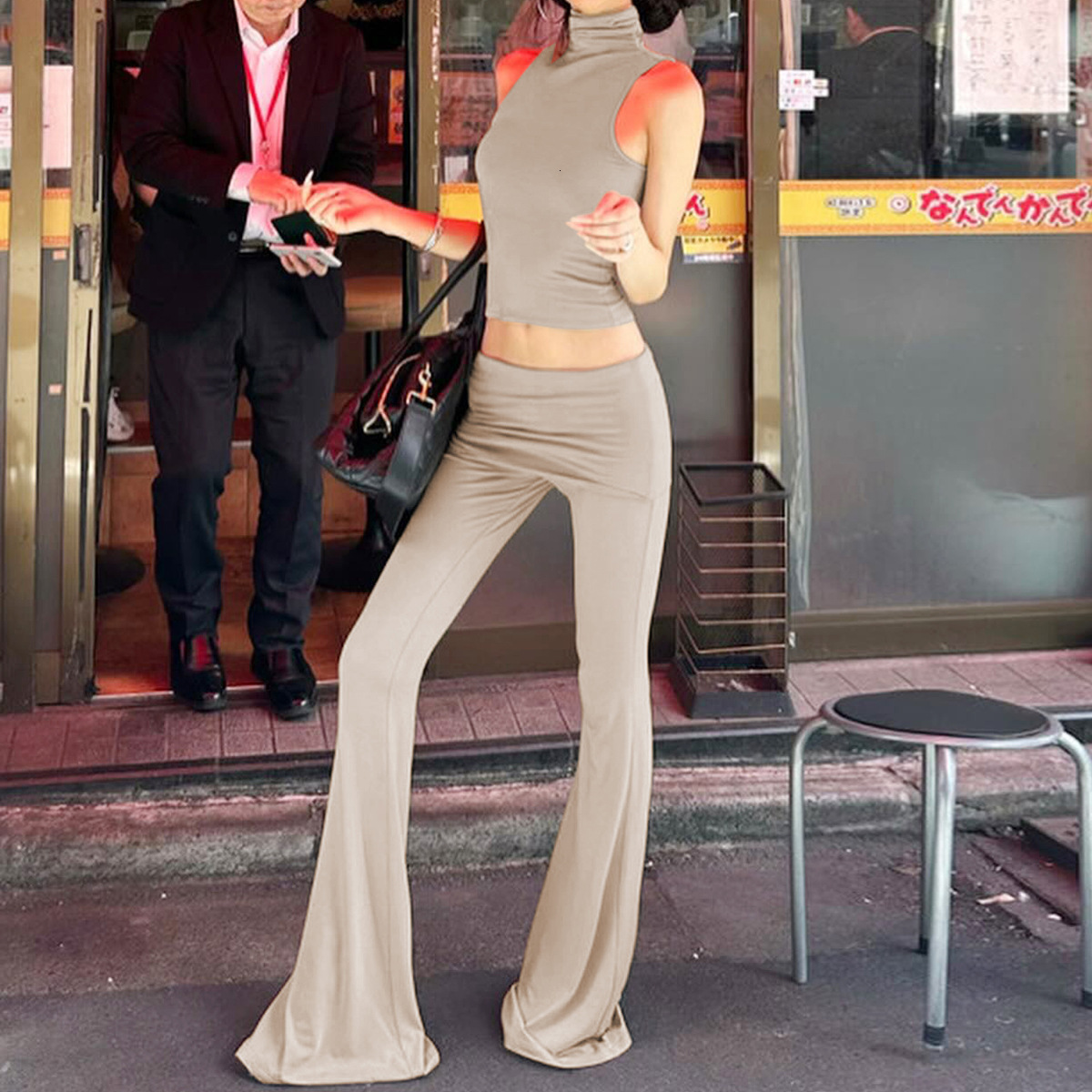 Women's Clothing New Summer New Product Fashionable And Personalized Sleeveless Top Slim Fit High Waisted Flared Pants Set