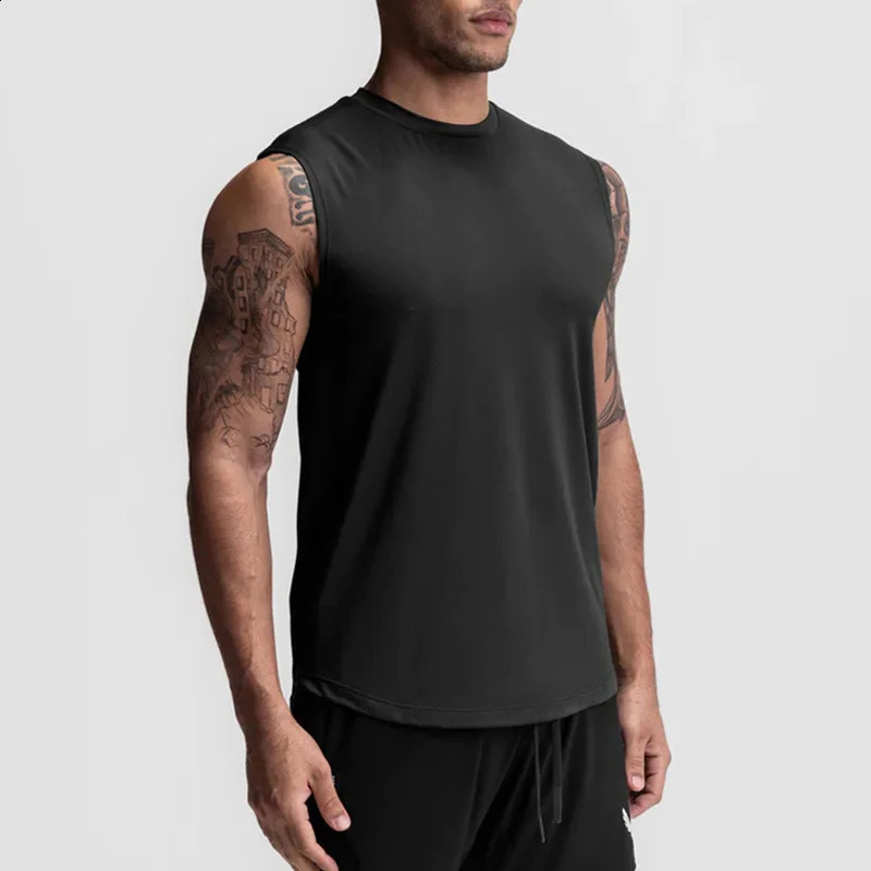 Summer Mens Casual Tank Tops Male Gym Fitness Sleeveless Shirts Quick Dry Singlets Sports Vest Bodybuilding Workouts Clothing 250225
