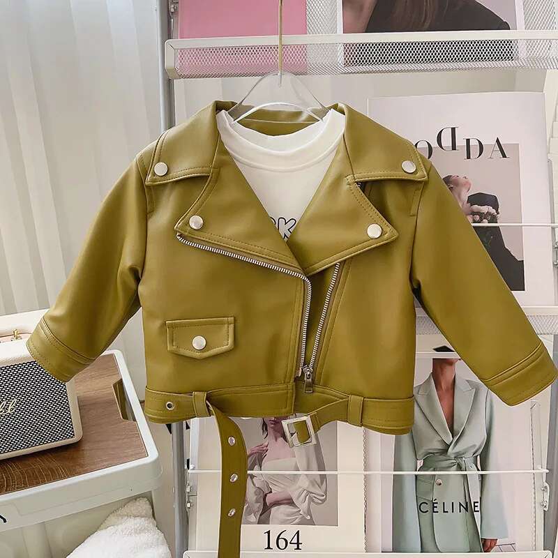 Ddmyshoesvip Autumn New Leather Jackets For Years Children Classics Fly Coats Kids Clothing Baby Girls Fashion Pu Outerwear