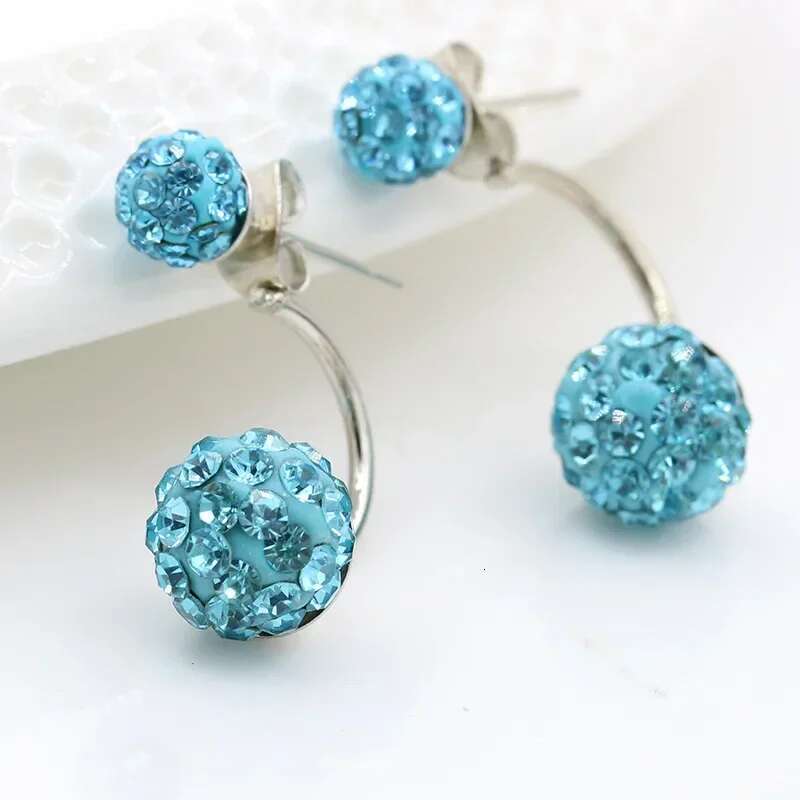 Women's Double Crystal Ball Sier-plated Delicate Stud Earrings Fashion Jewelry Accessories