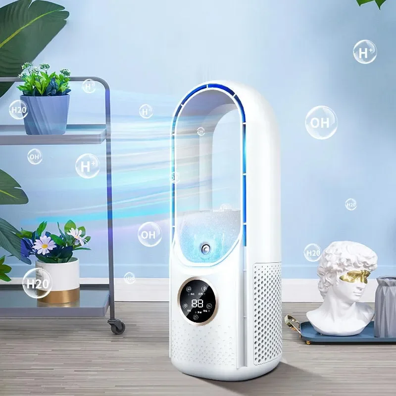 Silent air conditioning fan Portable Air cooler Fan LED Display Leafless Electric Fan 6h Timer USB charging Heater fan