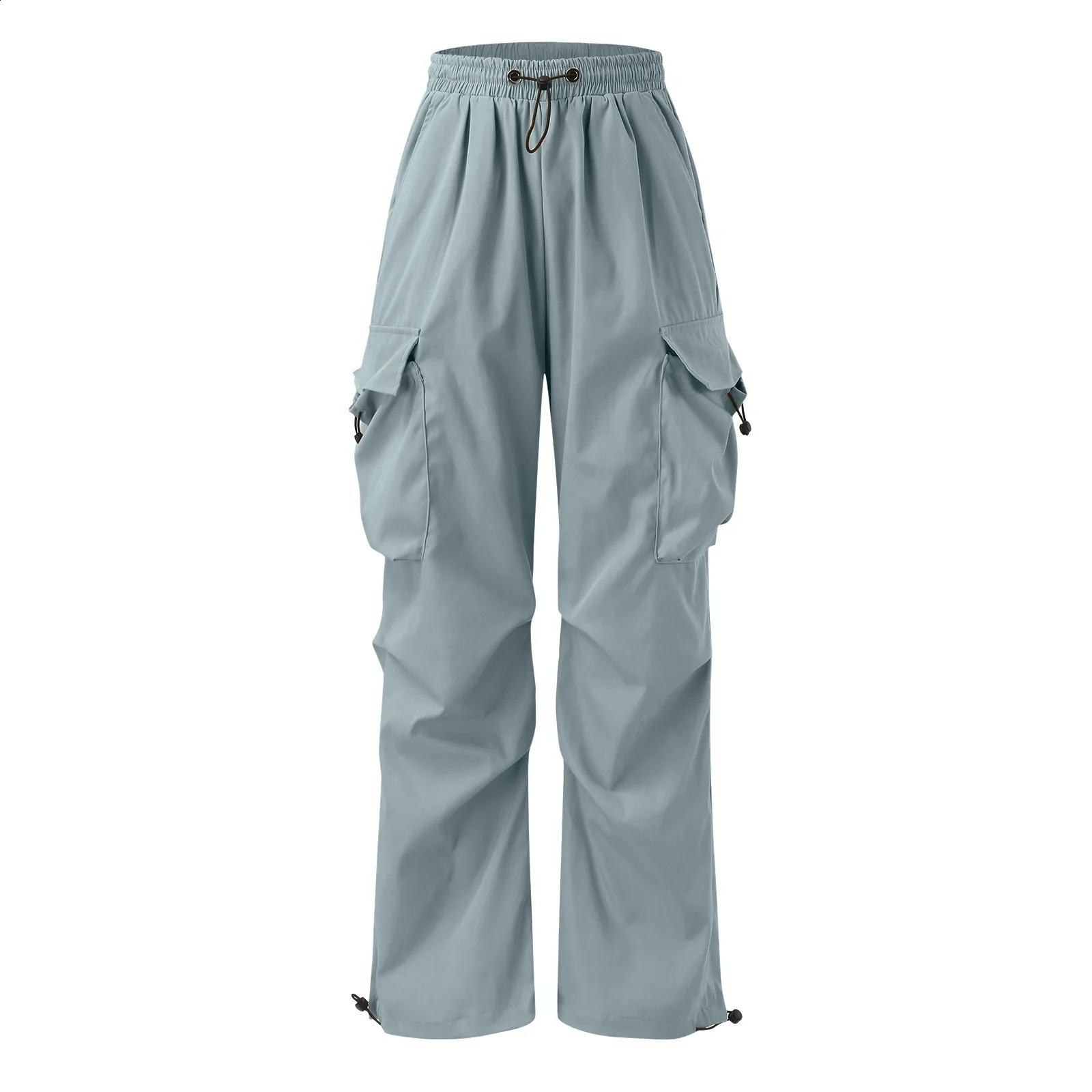 Streetwear Mens Pants Plus Size Solid Colorhip Hop Baggy Joggers Pants Elastic Waistband Summer Straight Trousers Y2k Clothing 250228