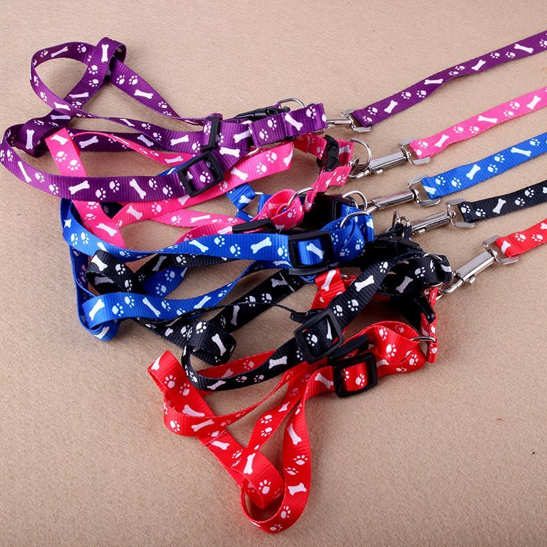 Pet Supplies Puppy Walking Printed Leashes Adjustable Cat Dog Collar Leash Dog Pet Lead Harness Chest Back Belt Traction Rope