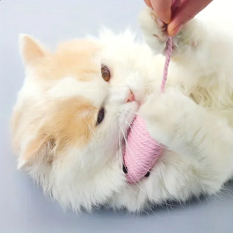 Cat Toys Mouse Shape Cat Chew Toy Interactive Kitten Toy Cotton Rope Hanging Design Cat Supplies