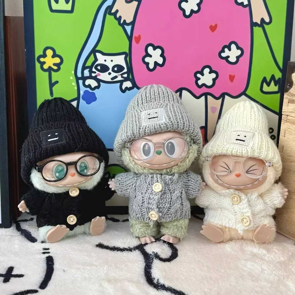 For Labubu Doll Clothes Accessories Black and White Sweater Set Can Be Paired with Hats and Glasses Can Enhance Temperament W250301