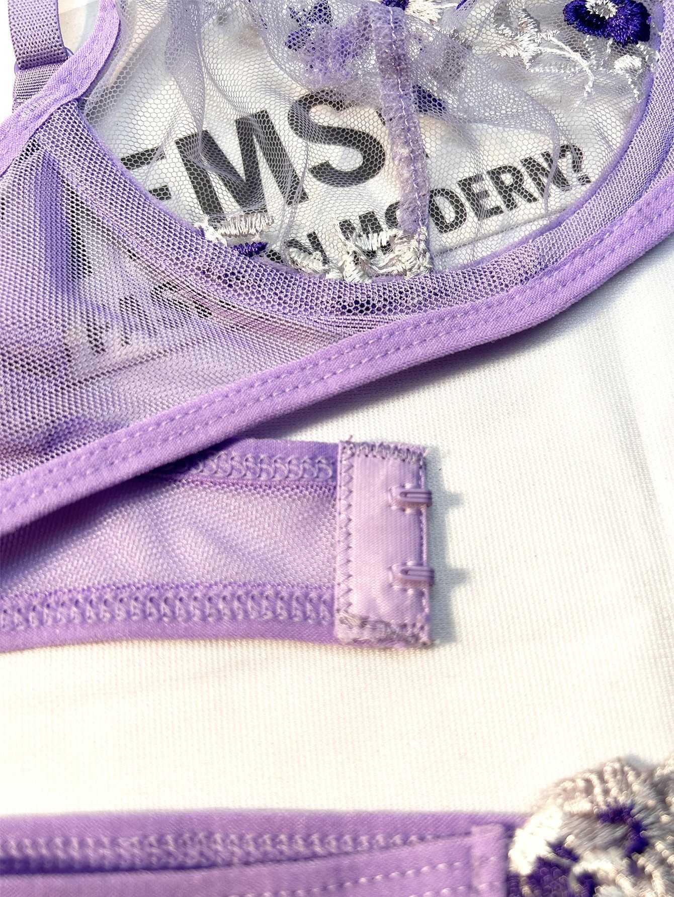 Purple Sexy Lingerie Woman Lace Transparent Underwear Fairy Embroidery Brief Sets Delicate Bra Panties Kits Erotic Brief SetsXJ250301