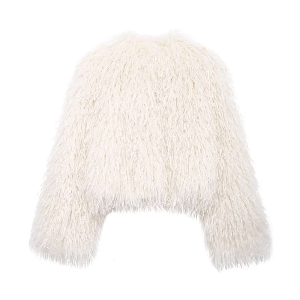 2024 RARF Winter New Product Women's Fashion Casual Plush Long Sleeve Round Neck Short Loose Coat