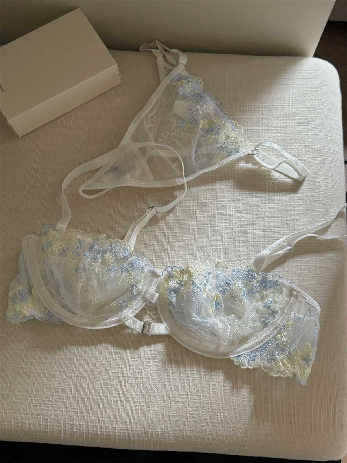 Front clasp flower true love series lingerie ladies sexy niche underwear thin top support bra set braXJ250301