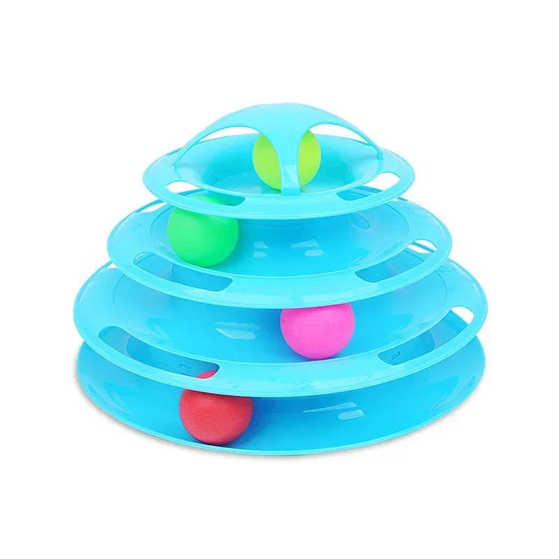 Interactive Tower Cat Toy Turntable Roller Balls Toys for Cats Kitten Teaser Puzzle Track Toy Pets Training Supplies Accessories