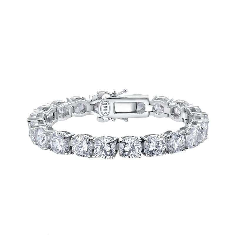 SpringLady Gold Plated 8MM Created Sapphire Dia Tennis Chain Bracelet Sterg Sier Hiphop Rock Jewelry