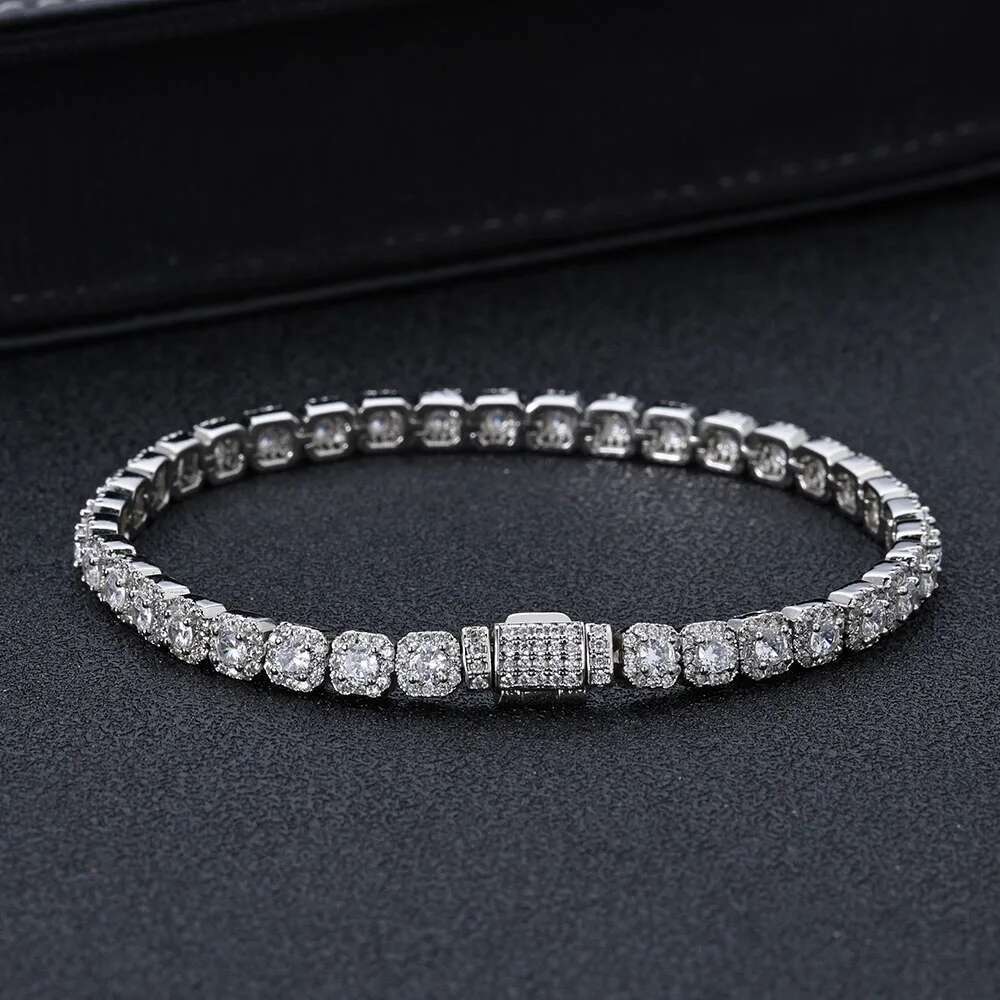 ESKEEM Fashion Jewelry 5mm Iced Tennis White Gold Round Cut Dia Inlaid 5A Zircon Women's Bracelet