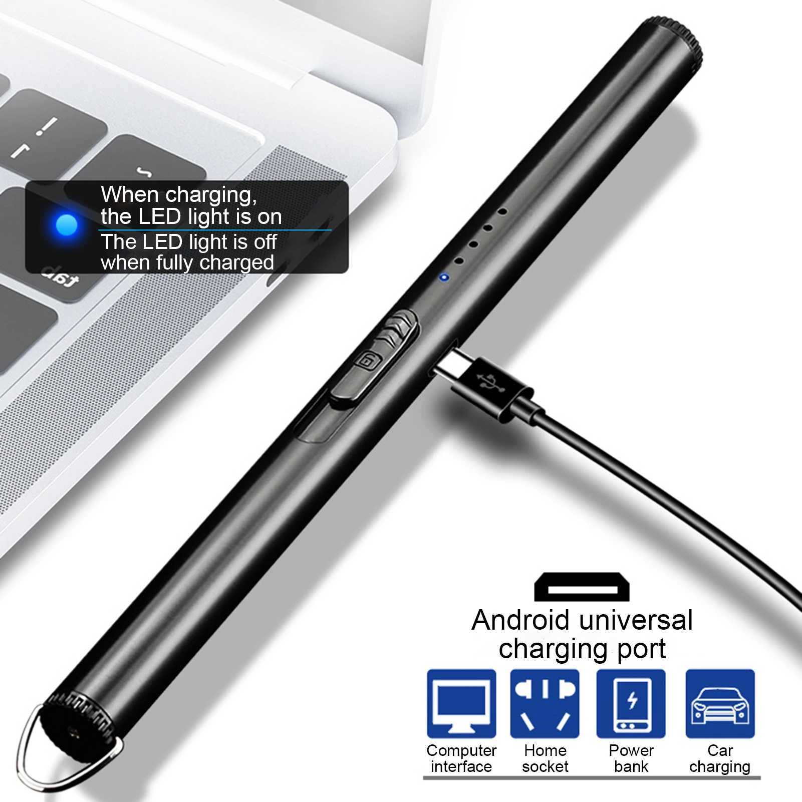 Electric Arc BBQ Lighter USB Rechargeable Lighters Windproof Flameless Plasma Ignition Long Gas Lighter Gas Stove Candle LighterT250301