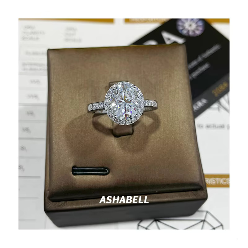 Luxury Pigeon Egg Full Moissanite 3CT VVS D Color 925 Sterling Silver Moissanite Women Engagement Wedding Ring