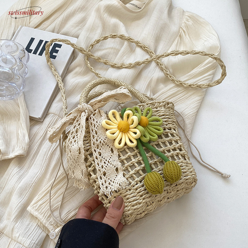 Summer handmade 2025 new fashionable grass woven crossbody bag, niche vacation beach bag for women #swissmilitary