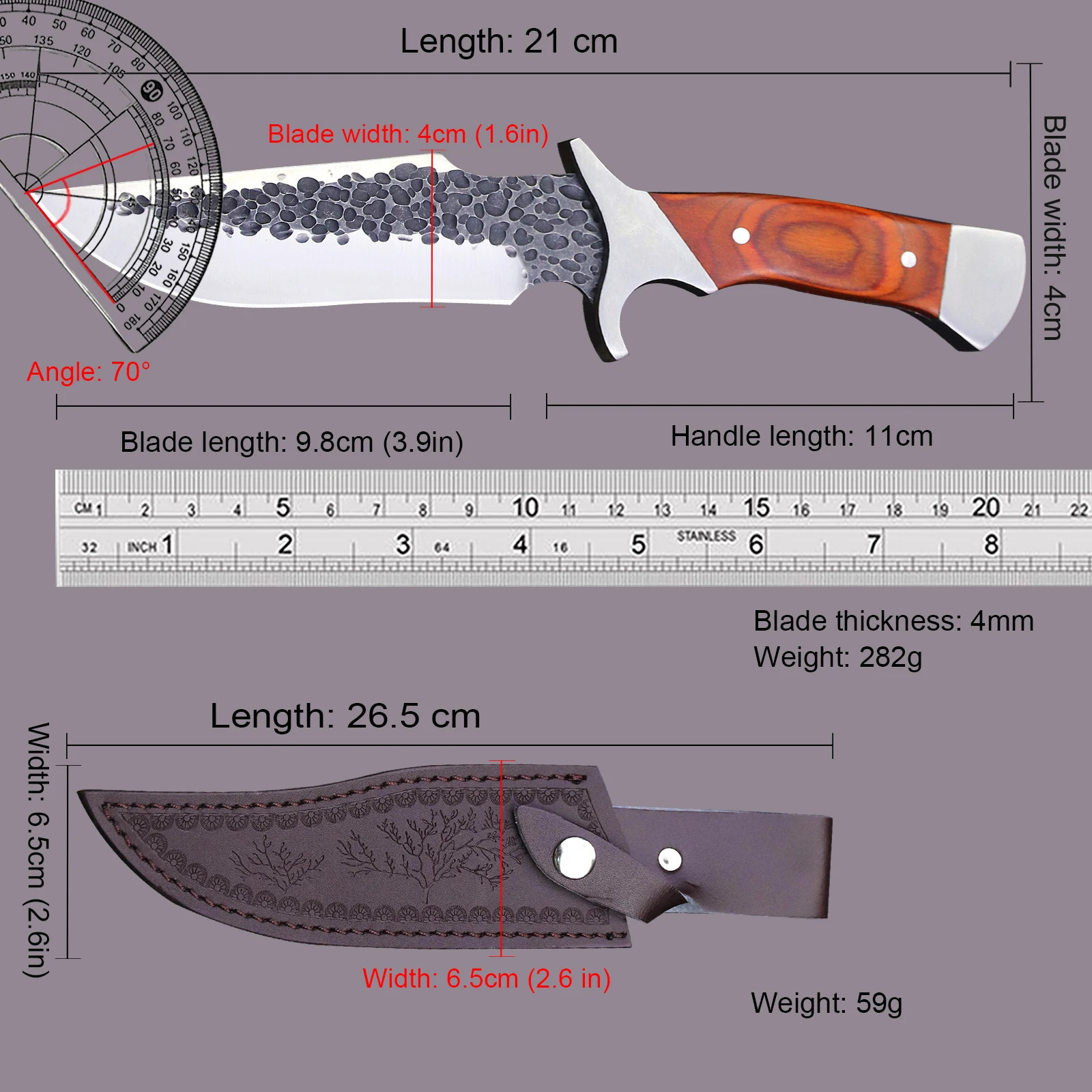 Japanese forged Full Tang hunting straight knife leather sheath outdoor camping survival knife jungle EDC knife 250226