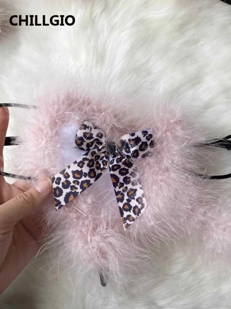 CHILLGIO Women Leopard Print Fur Bra Brief Suits Fashion Sleepwear Erotic Intimate Underwear Hotsweet Sexy Lingerie 4 Pieces SetXJ250301