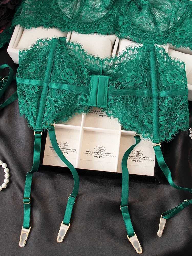 Fishbone Waist Sexy Lingerie Set Lace Eyelash Edge Underwear Women Large Size Bra Briefs SetsXJ250301