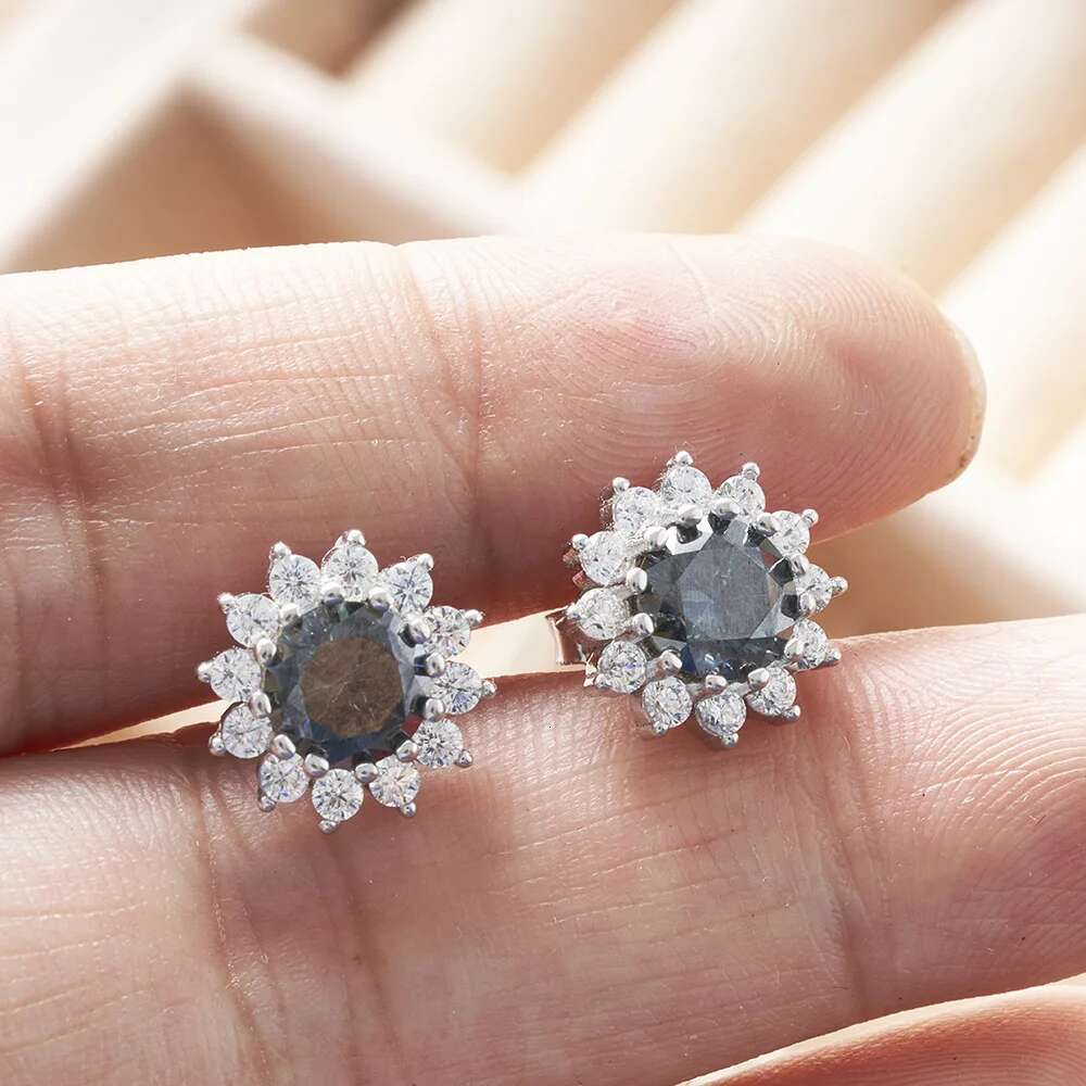 wer shape 1CTX2 Moissanite Earrings for Women Lab Grown Dia Ear Studs Sterg Sier Fine Jewelry Gift