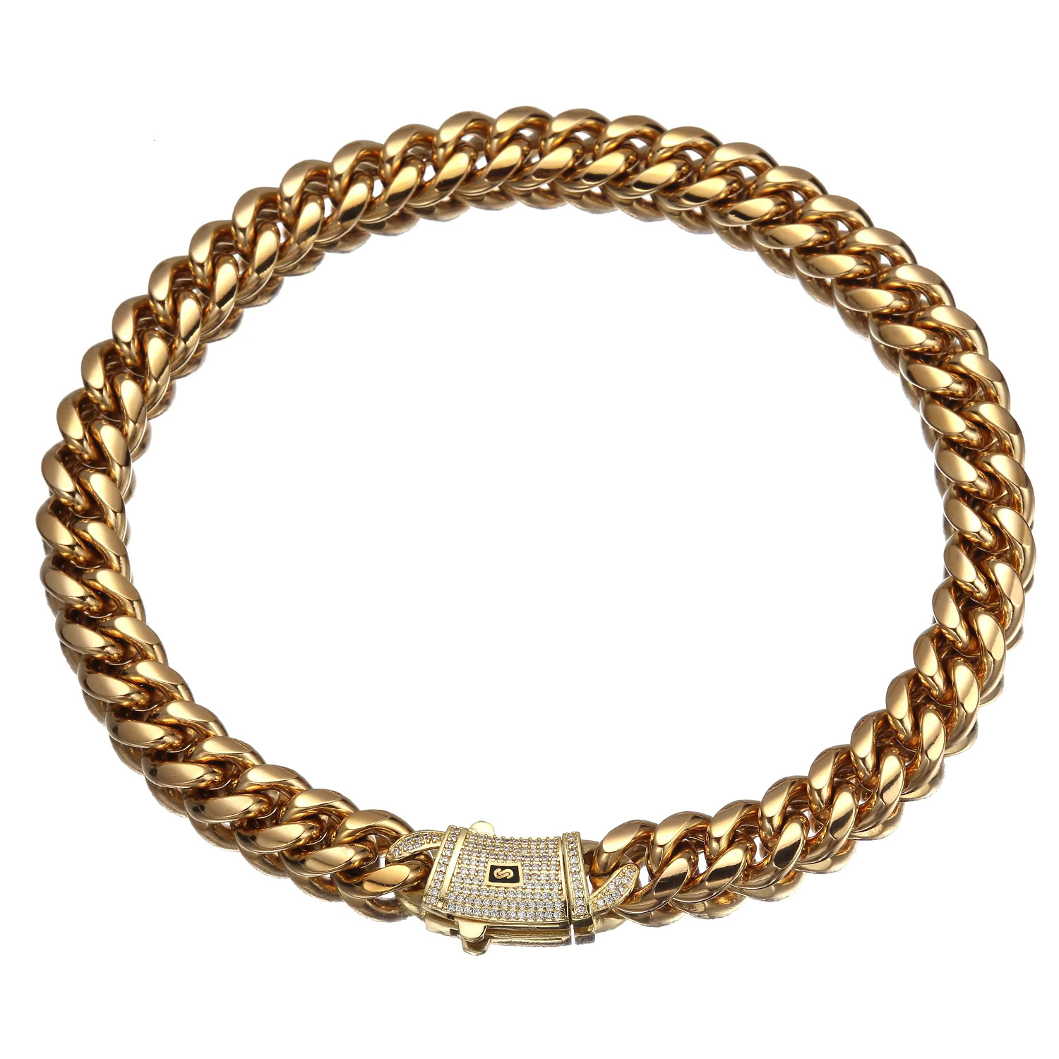 6 8 10 12 14mm Hip Hop Stainless Steel Cuban Chain 14k Fashion Monaco Necklace Men's Jewelry