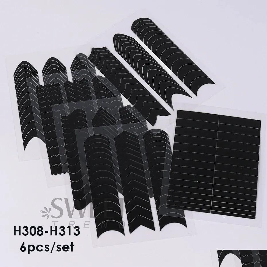 Stickers & Decals French Strip E Nail Art Form Fringe Tip Guides Wavy Oblique Spray Template Creative Stencil Diy Manicure Tools De Dhhlx
