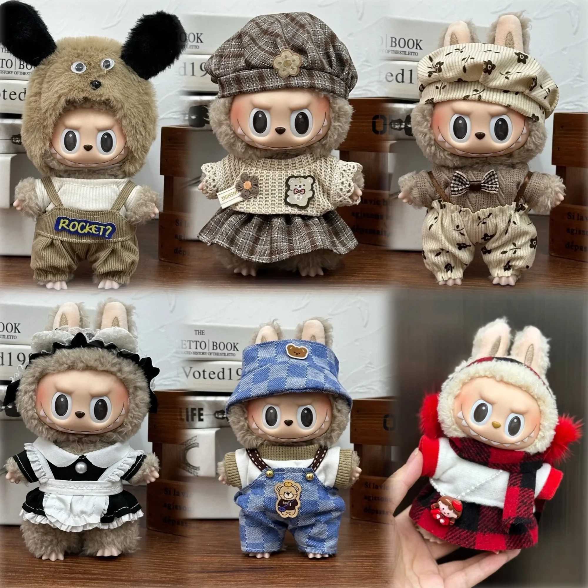 For 17cm Labubu Ropa V1 V2 V3 Plush Toy Multiple Styles Clothing Set Labubu Outfit Accessories Trendy Play Labubu Clothes W250301