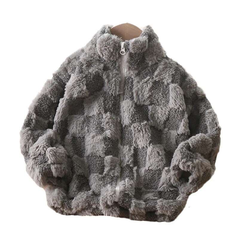 Ddmyshoesvip Thermal Fleece Jacket Boys Winter Warm Faux Fur Coat Girls Princess Outwear Fashion Plush Zipper Sweater Kids Clothes New