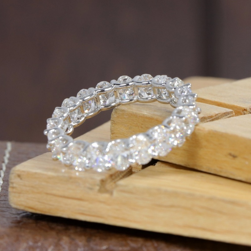 18K White Solid Gold 5.2*3.6mm Oval Cut Full Prong Set Luxuery Stackable Ring For Women Lab Grown Diamond VCD HPHT Women Gold Ring