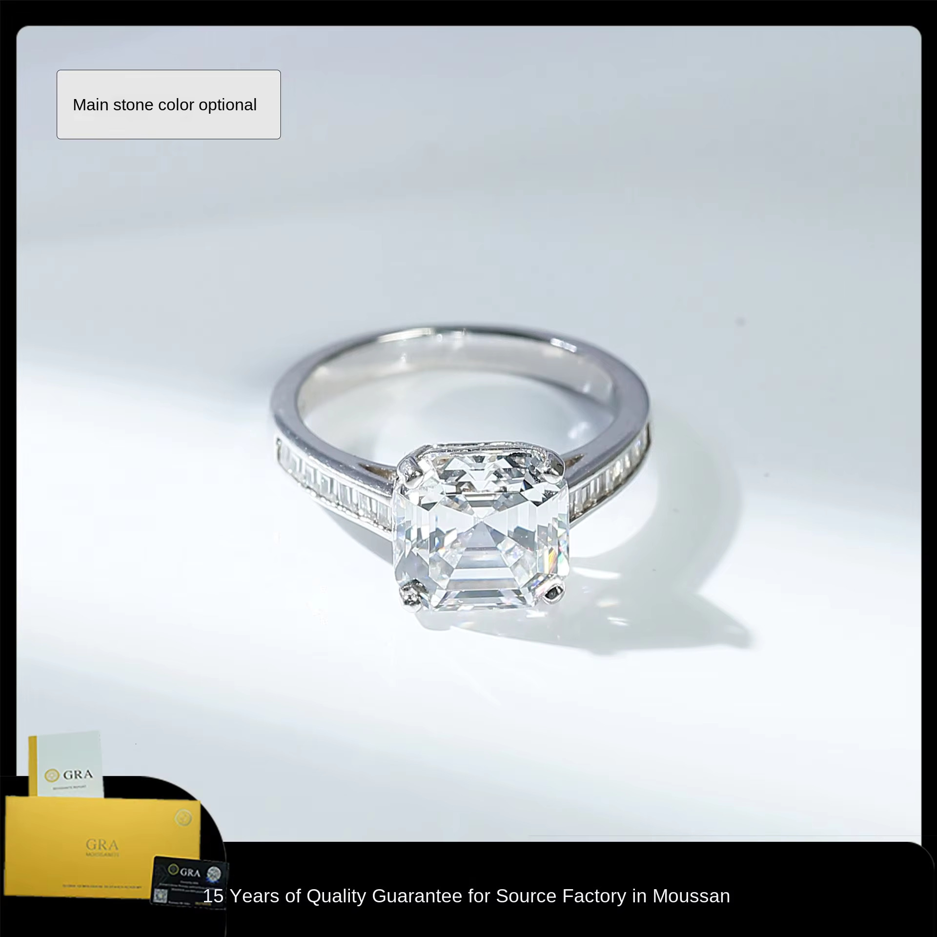 Fine Jewelry Light S Sterg Sier 5Carat Asscher Cut Moissanite Engagement Dia Ring for Women