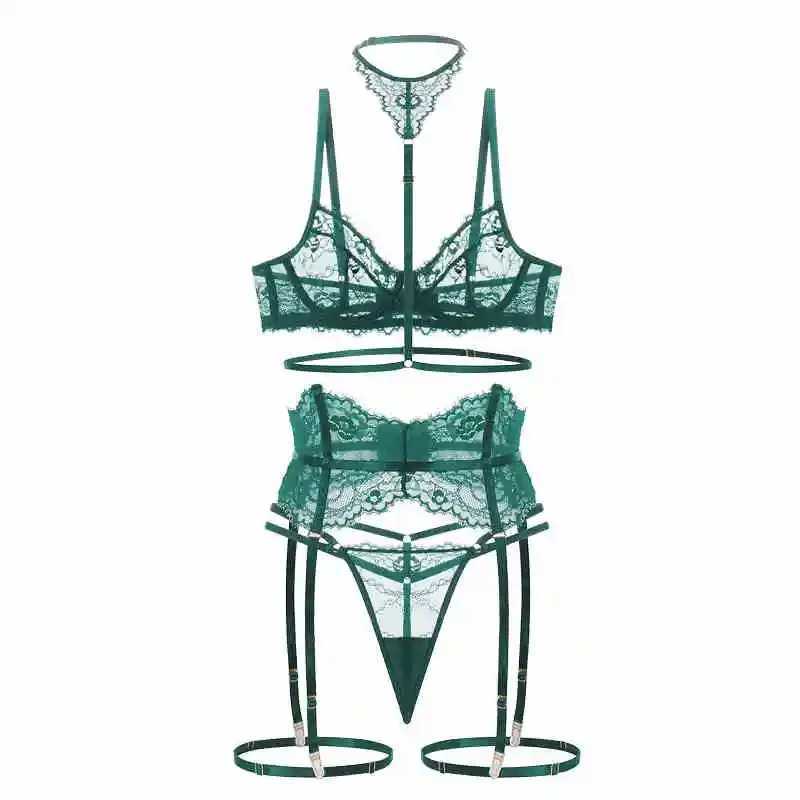 Fishbone Waist Sexy Lingerie Set Lace Eyelash Edge Underwear Women Large Size Bra Briefs SetsXJ250301